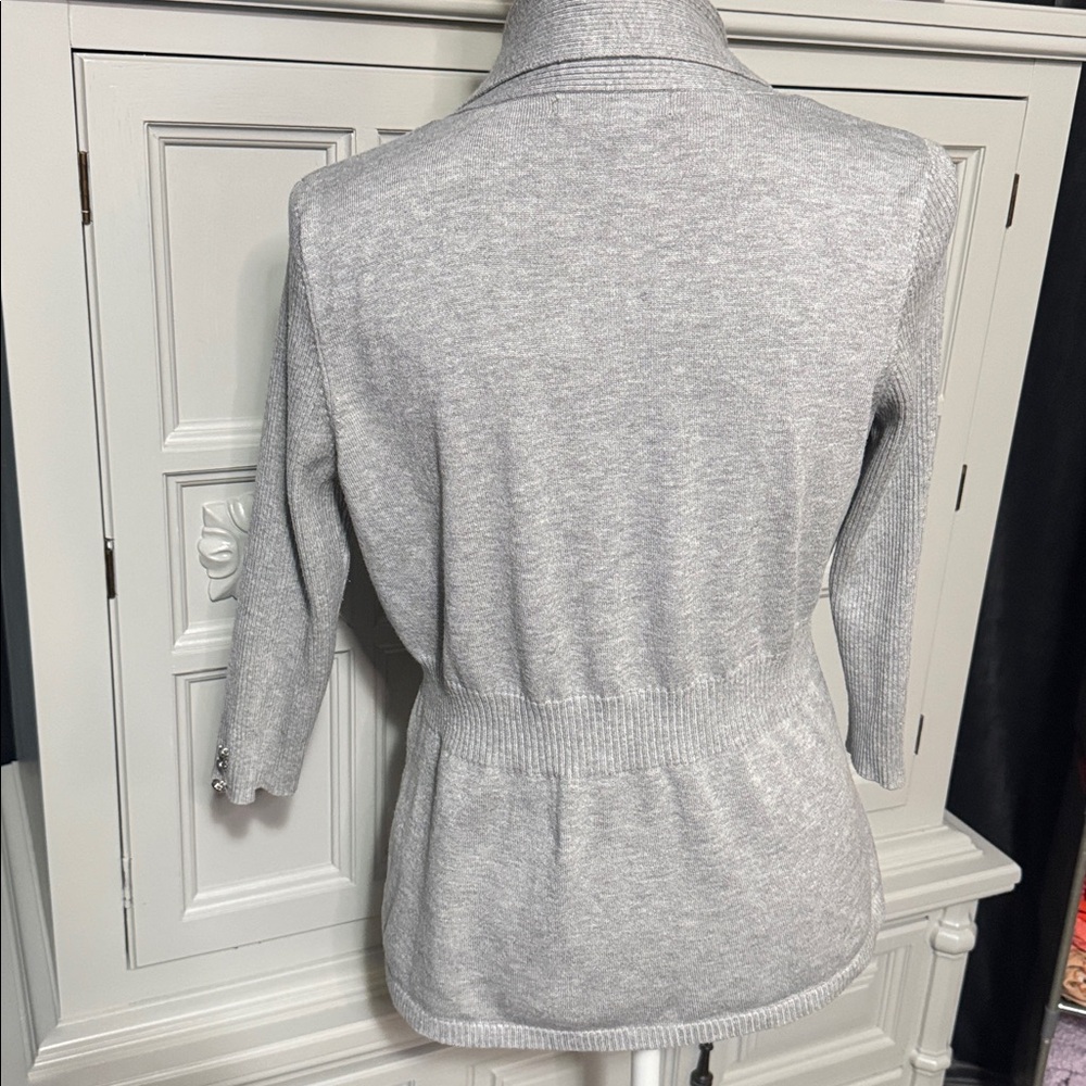 Gray 89th & Madison Open Front Cardigan Size Medium - Picture 6 of 10